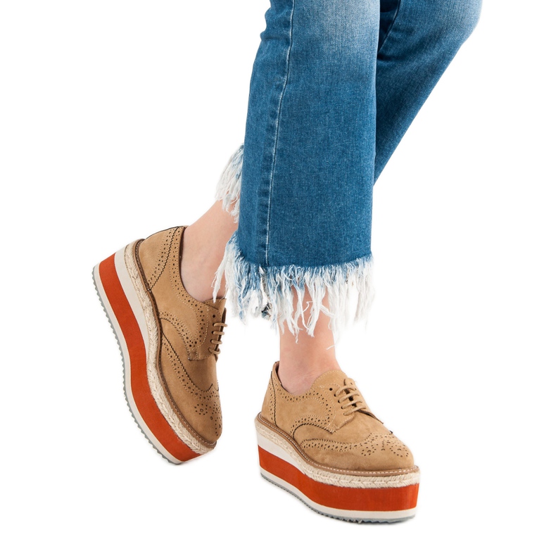 Corina Sapatos de cunha da moda marrom 2