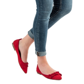 Corina Bailarinas de camurça com babado vermelho 2