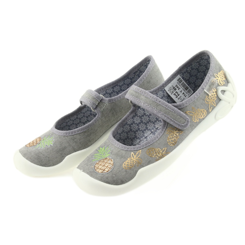 Chinelos befado calçados infantis 114Y345 velcro cinza amarelo 3