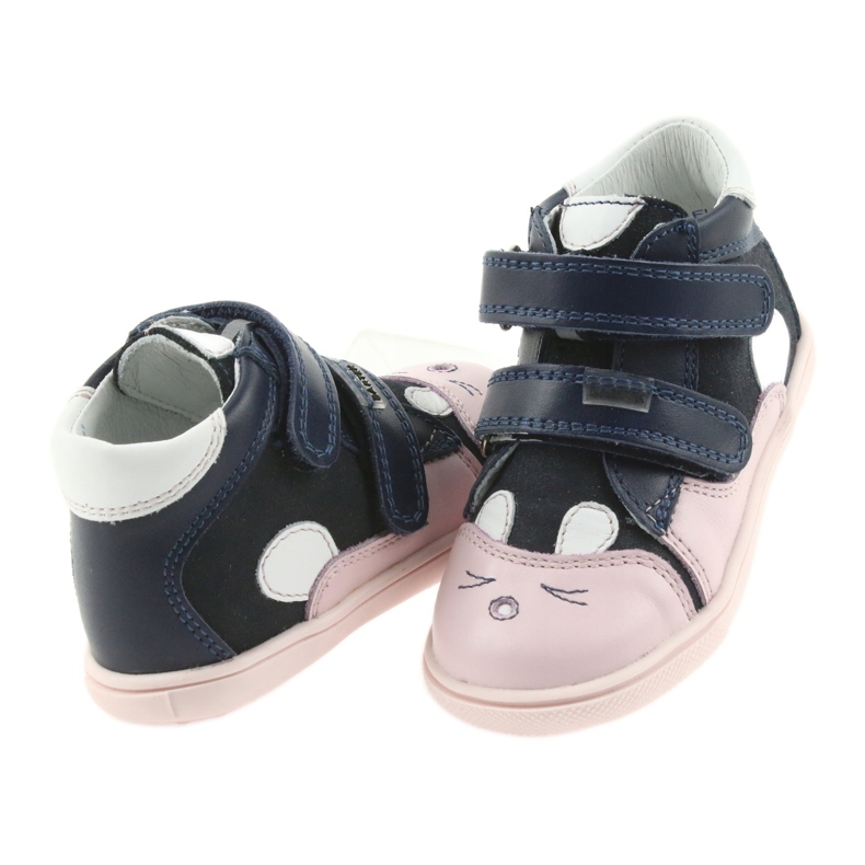Sapatinhos sapatinhos infantis Velcro coelho Bartek 11702 branco azul marinho rosa 4