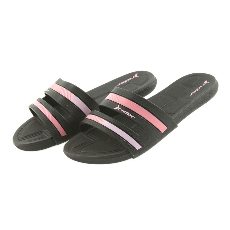 Sapatilhas de piscina femininas negras Rider 82504 preto rosa 4