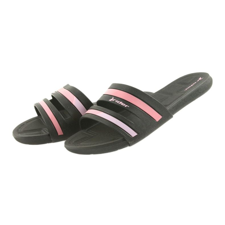Sapatilhas de piscina femininas negras Rider 82504 preto rosa 3