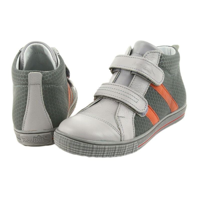 Ren But Sapatos de Reno, meninos com velcro 4275 Popiel/Orange cinza 5