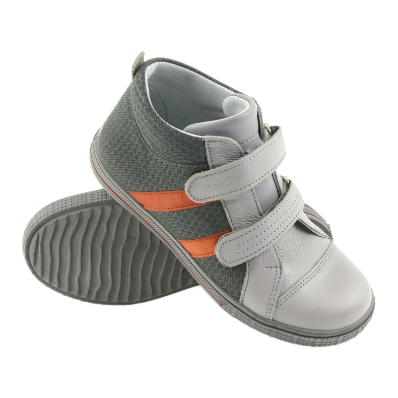 Ren But Sapatos de Reno, meninos com velcro 4275 Popiel/Orange cinza 3