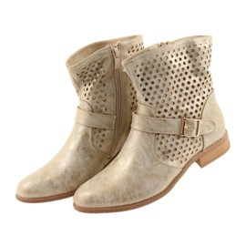 M.Daszyński Botas femininas casuais SA142 ouro marrom amarelo 2