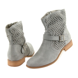 M.Daszyński Botas casuais femininas cinza camurça SA142 4