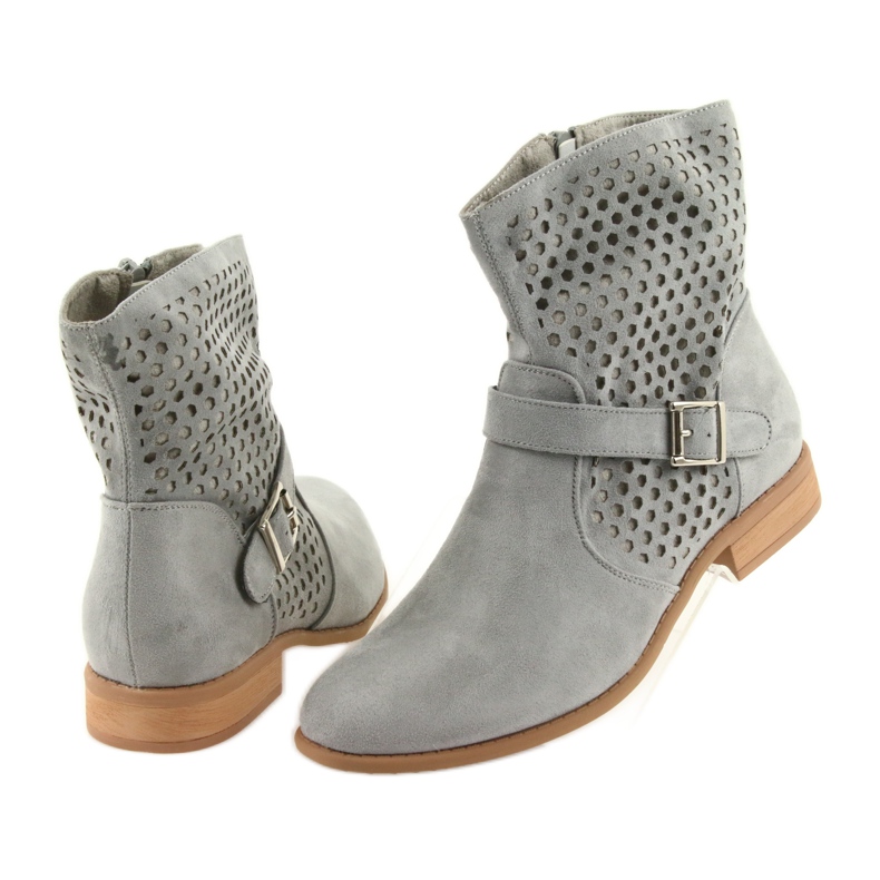 M.Daszyński Botas casuais femininas cinza camurça SA142 4