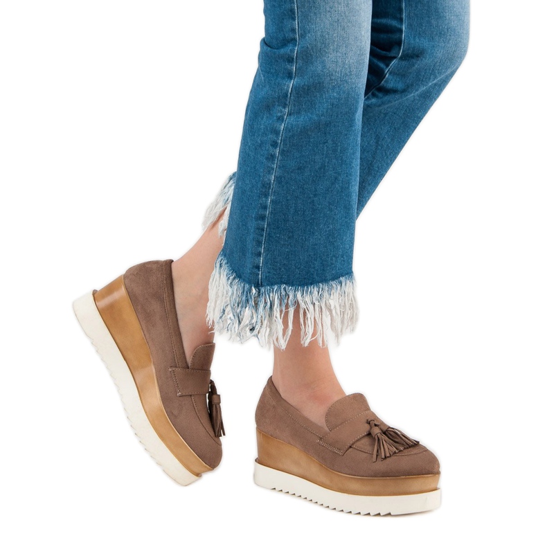 Corina Mocassins de cunha marrom 1