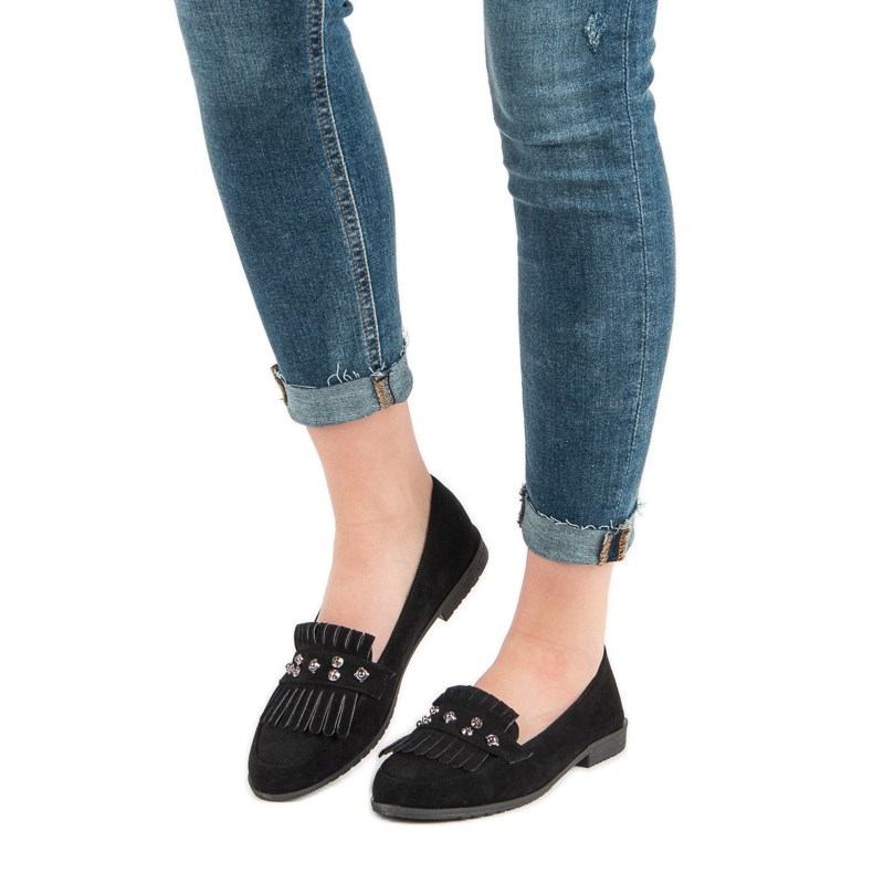 Laura Mode Mocassins de camurça preta preto 1