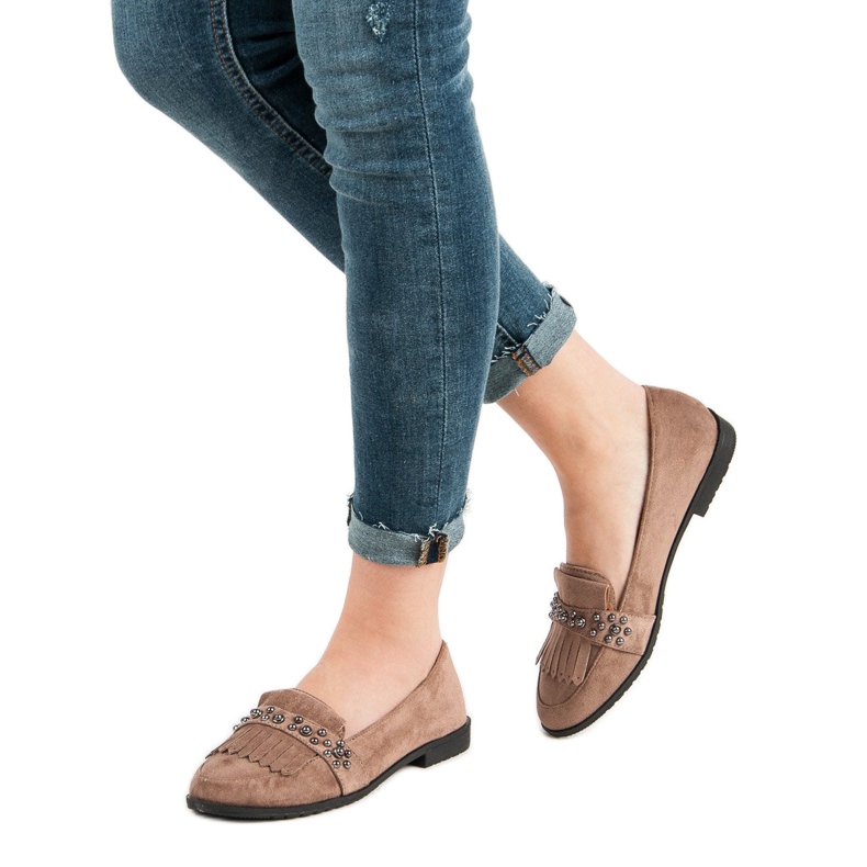 Laura Mode Mocassins bege com strass 2