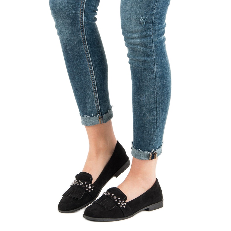 Laura Mode Mocassins pretos com strass 1