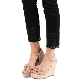 Top Shoes Sandálias de Pó Com Flores rosa 1
