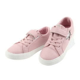 Big Star Tênis de velcro estrela grande 374104 rosa cinza 3