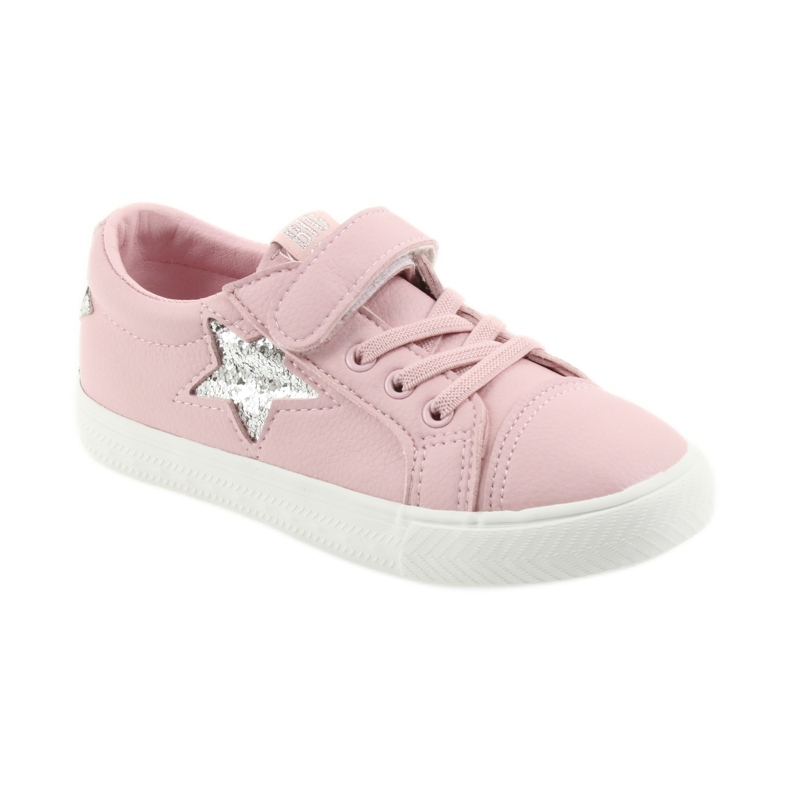 Big Star Tênis de velcro estrela grande 374104 rosa cinza 1