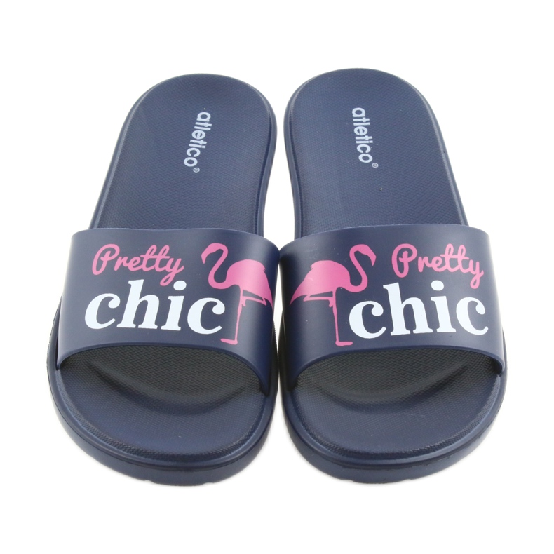 Chinelos femininos Flamingos Atletico branco rosa azul marinho 3