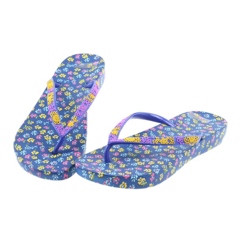 Atletico Chinelos femininos com flores roxo azul amarelo rosa 3