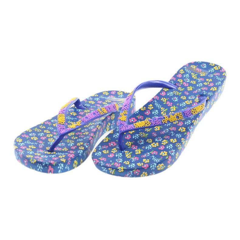 Atletico Chinelos femininos com flores tolet azul amarelo rosa 2 Atletico Chinelos femininos com flores tolet azul amarelo rosa 2