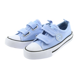 Tênis de velcro American Club LH50 azul calçado infantil branco 3