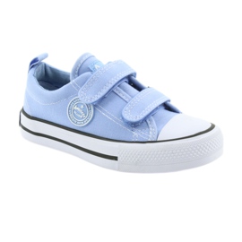 Tênis de velcro American Club LH50 azul calçado infantil branco 1