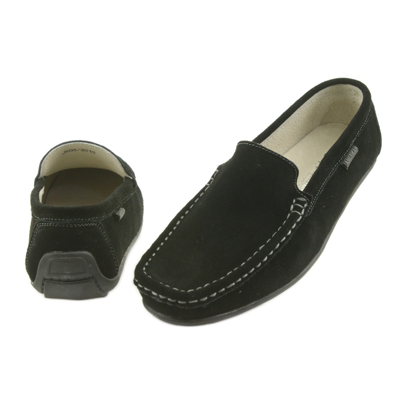 Sapatos de couro femininos Mocassins American Club JK03 preto 5