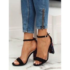 Sandálias pretas de salto alto 708-24 pretas preto multicolorido 1