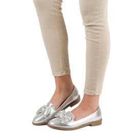 Forever Folie Bailarina de prata com um arco cinza 2 Forever Folie Bailarina de prata com um arco cinza 2