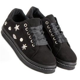 Tênis de camurça com strass preto 2