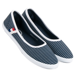 McKey Bailarina Têxtil Com Riscas branco azul 2