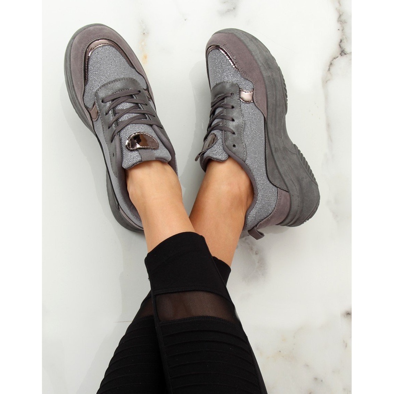 Tênis esportivos cinza B318-18 prata 2