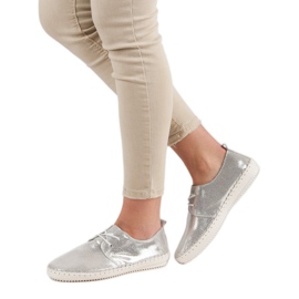 Filippo Sapatos de couro prateado cinza 1