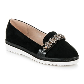 Ideal Shoes Sapatinhos de camurça com cristais preto 1 Ideal Shoes Sapatinhos de camurça com cristais preto 1