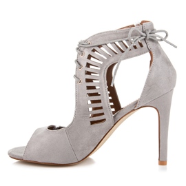 Queen Bee Sandálias de camurça amarrada cinza 1