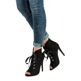 Bestelle Botas de ponta aberta amarradas preto 2