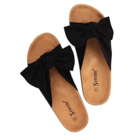 Chinelos pretos de camurça preta CK02P pretos 1