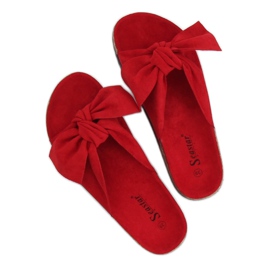 Chinelos de camurça vermelha CK02P Vermelho 1