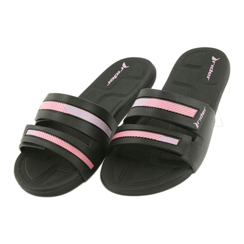 Sapatilhas de piscina recreativas femininas chinelos Rider 82503 preto rosa 5
