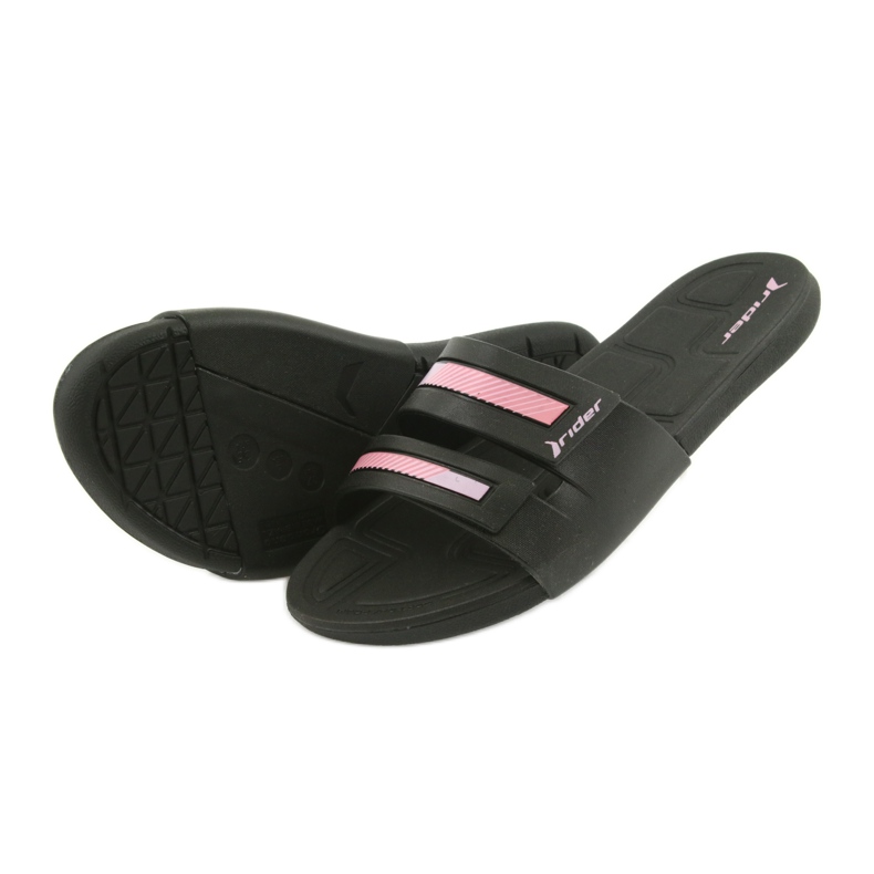 Sapatilhas de piscina recreativas femininas chinelos Rider 82503 preto rosa 4