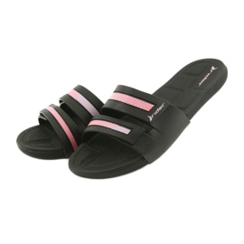 Sapatilhas de piscina recreativas femininas chinelos Rider 82503 preto rosa 3
