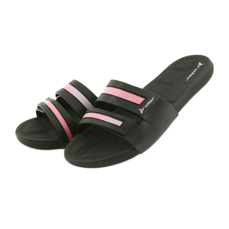Sapatilhas de piscina recreativas femininas chinelos Rider 82503 preto rosa 3