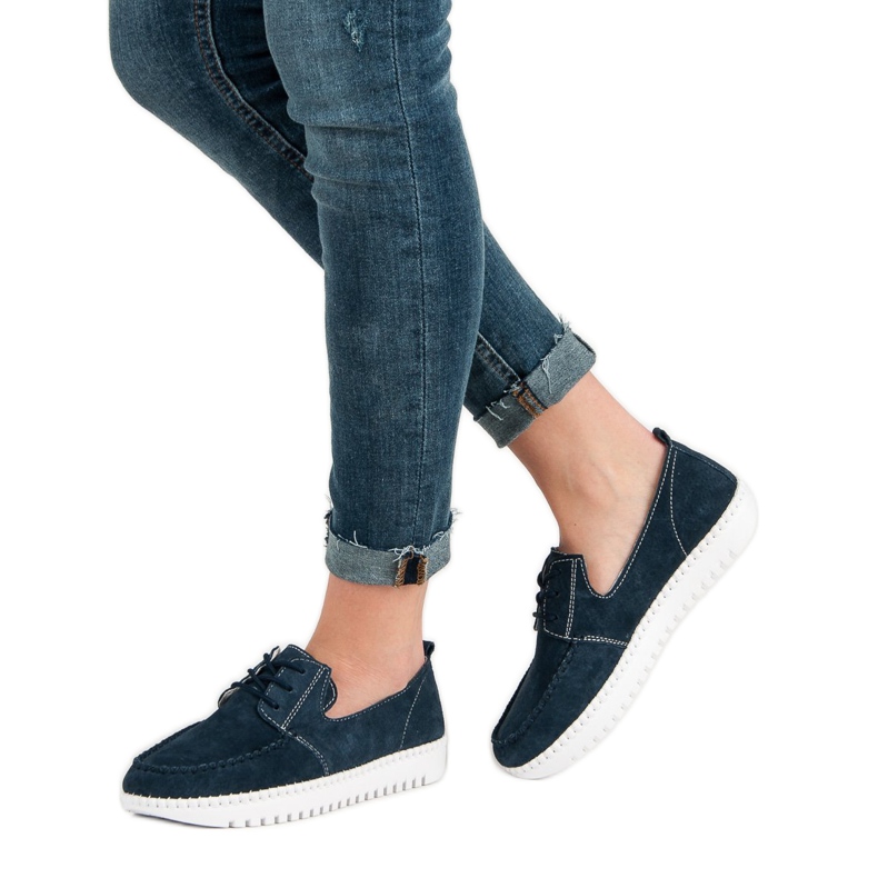 Filippo Mocassins de couro amarrados azul azul marinho 1