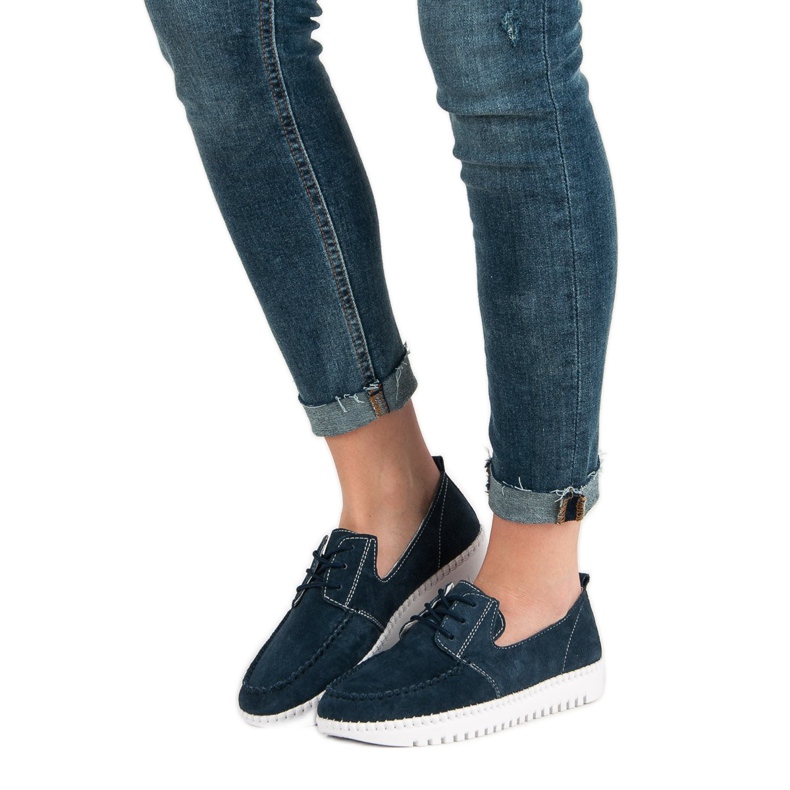 Filippo Mocassins de couro amarrados azul azul marinho 2