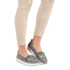 Filippo Mocassins de couro da moda cinza 1