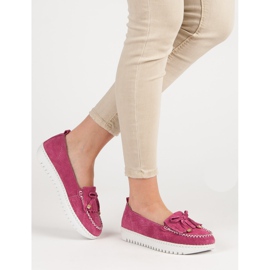 Filippo Mocassins de couro da moda rosa 1