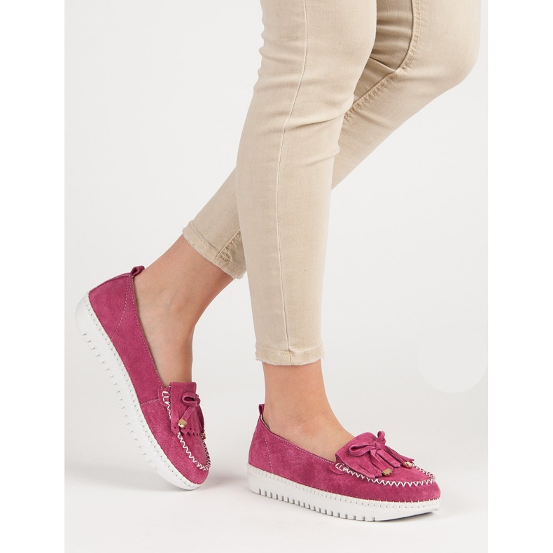 Filippo Mocassins de couro da moda rosa 1