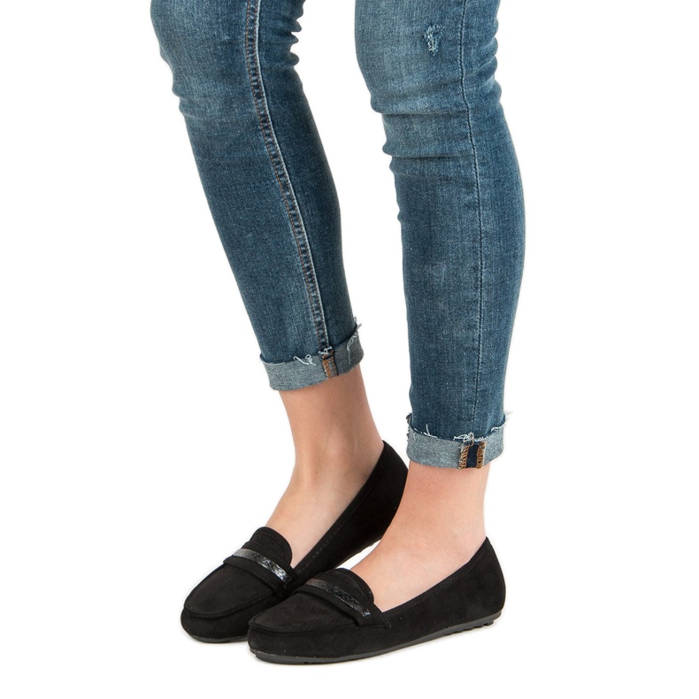 Mocassins casuais de camurça preto 1