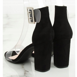 Sandálias com listras transparentes pretas B4-0218H Preto 1 Sandálias com listras transparentes pretas B4-0218H Preto 1