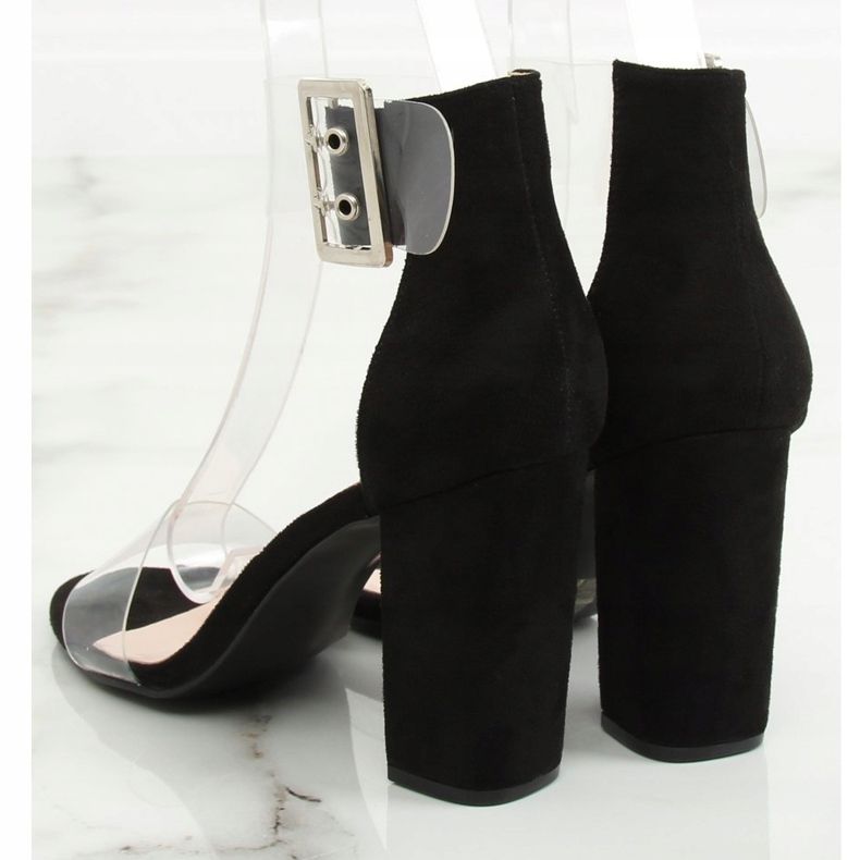 Sandálias com listras transparentes pretas B4-0218H Preto 1 Sandálias com listras transparentes pretas B4-0218H Preto 1