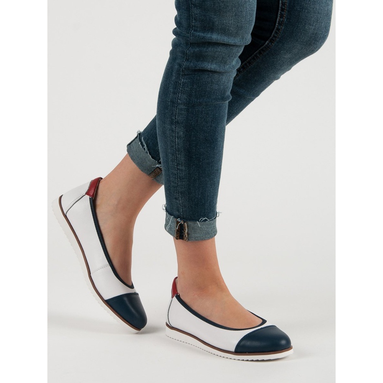 Filippo Bailarinas de Couro Confortáveis branco 2