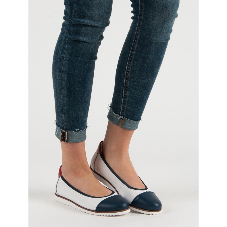 Filippo Bailarinas de Couro Confortáveis branco 1