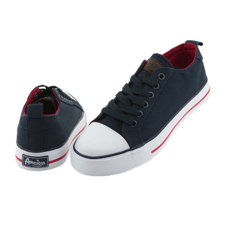 Tênis American Club azul marinho amarrado vermelho azul-marinho 4